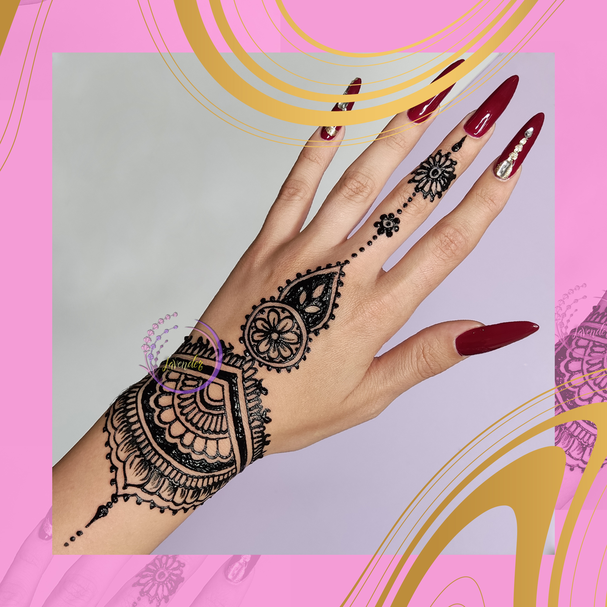 لوندر حنا : طراحی با حنا روی بدن، تتو موقت، آموزش نقش حنا، طرح حنا ( Lavender Henna )